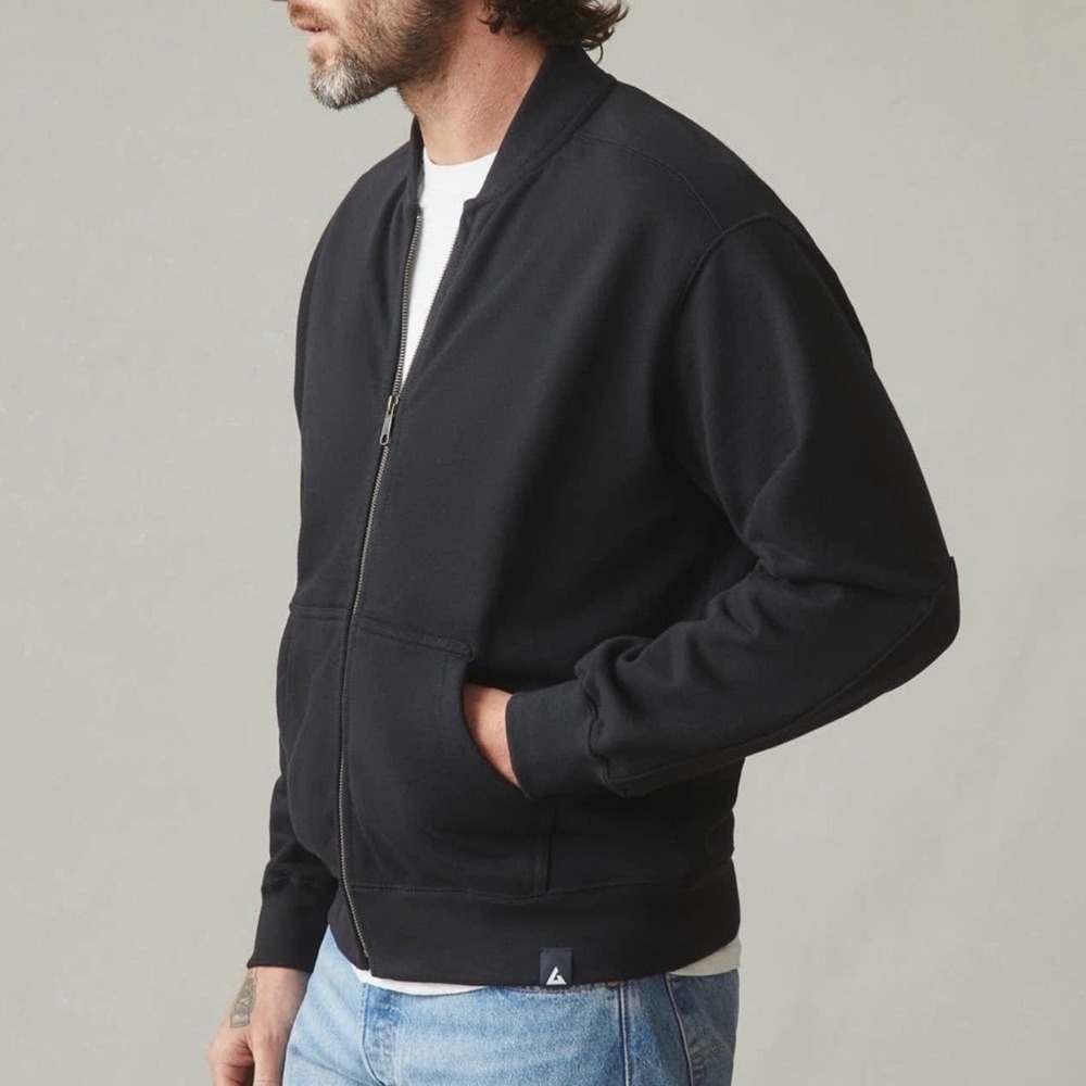 NWOT American Giant Men's Fleece Bomber Jacket Black M Made in USA